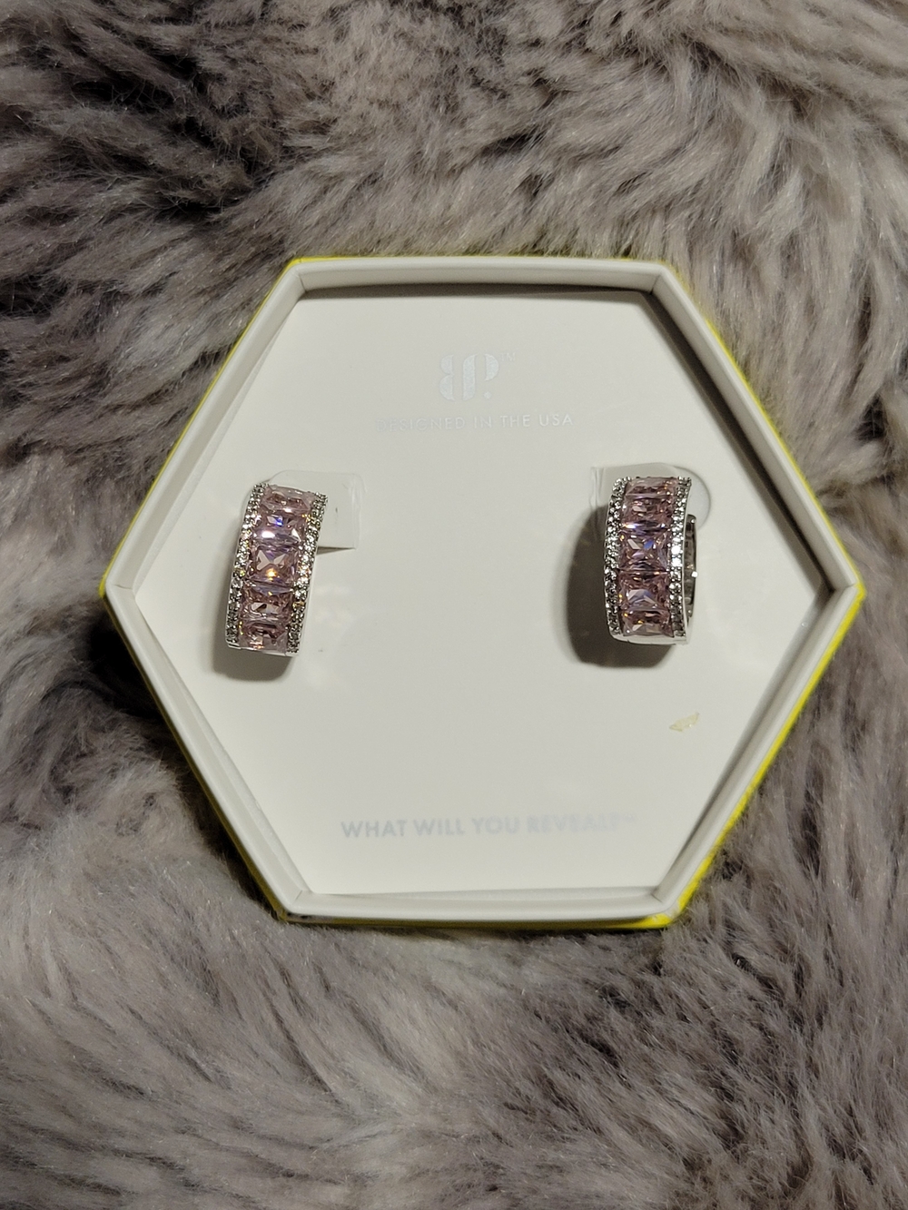 Sparkling Pink Crystal Hoop Earrings
